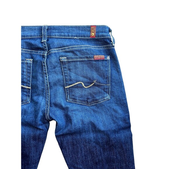 7 For All Mankind Jeans Womens W28 Dark Blue Bootcut Stretch Designer Denim - Picture 12 of 16